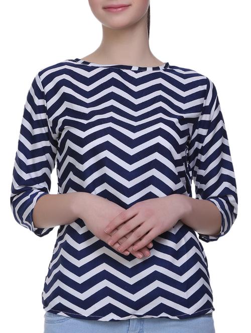navy blue chevron print top - 14818204 - Very Small Image - 1