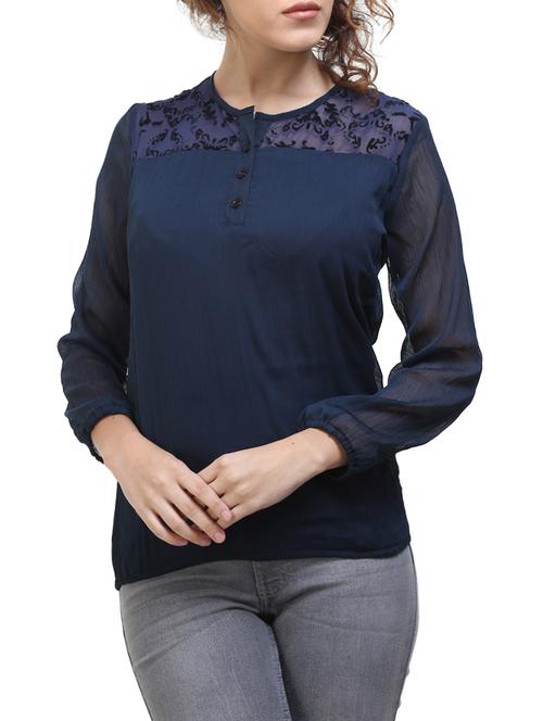 navy blue solid top - 14818217 - Very Small Image - 1
