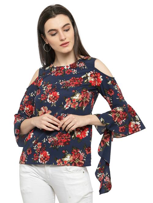 navy blue floral top - 14818386 - Very Small Image - 1