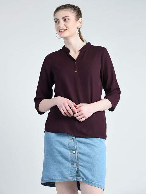 plum purple band collar top - 14820110 - Very Small Image - 1