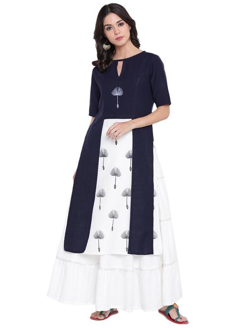 color block kurta with skirt set - 14821304 - Very Small Image - 1