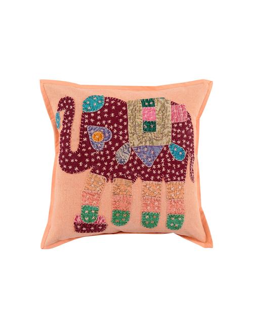 orange ethnic pattern 16 x 16 inches cotton flap closure embroidered single cushion cover by rajrang - 14821565 - Very Small Image - 1