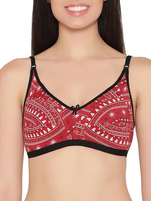 red printed cotton bra - 14821806 - Very Small Image - 1