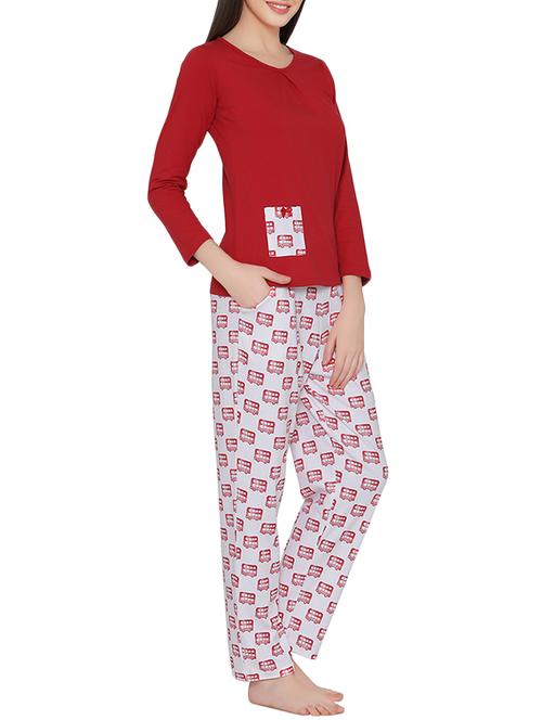 red nightwear pajama set - 14821870 - Very Small Image - 1