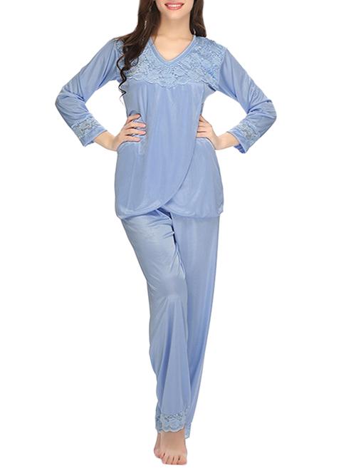 blue satin nightwear set - 14821882 - Very Small Image - 1