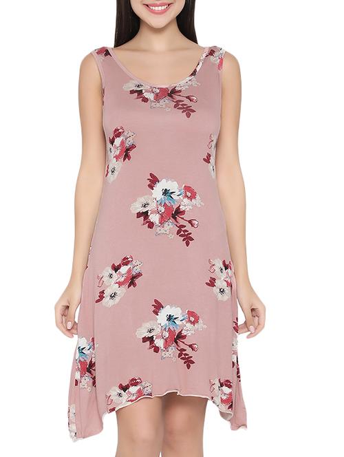 pink cotton blend nighty - 14821898 - Very Small Image - 1