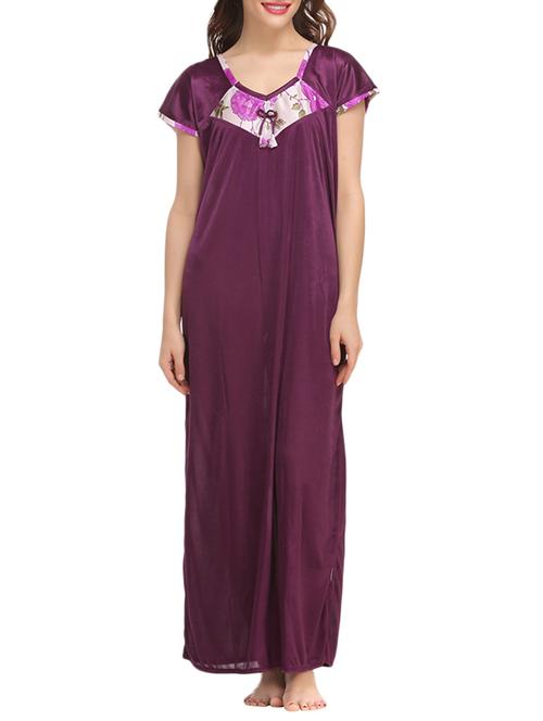 purple satin nightwear gown - 14821923 - Very Small Image - 1