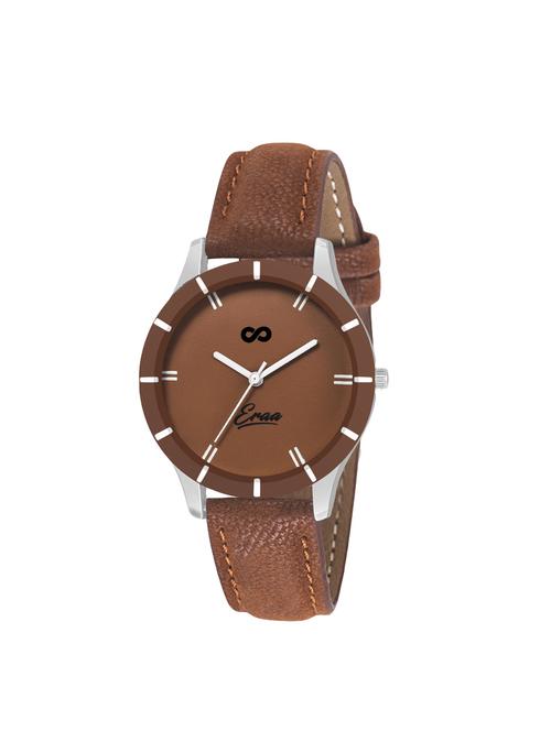 eraa women chocolate brown slim analog wrist watch - 14836720 - Very Small Image - 1