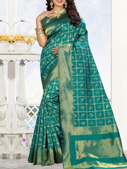zari patola woven saree with blouse - 14840820 - Very Small Image - 1