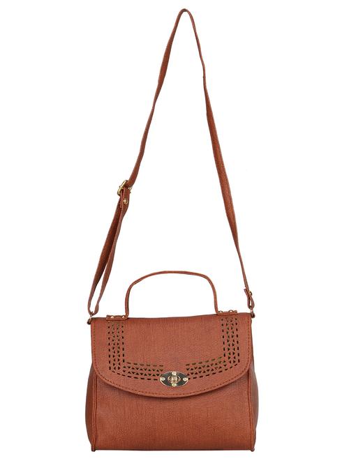 brown leatherette regular sling bag - 14842123 - Very Small Image - 1