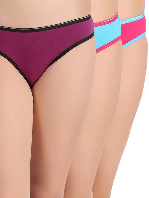 set of 3 multi colored cotton bikini panties - 14843125 - Very Small Image - 1