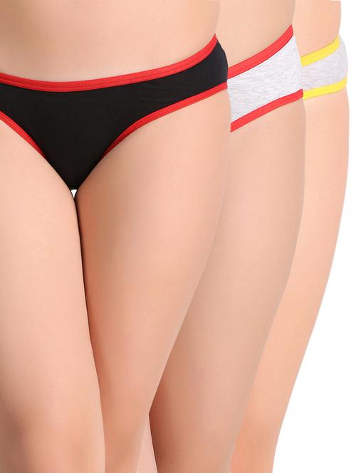 set of 3 multi colored cotton bikini panties - 14843413 - Very Small Image - 1