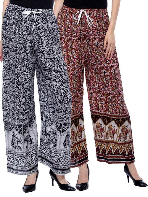 set of 2 multi colored printed palazzo - 14843715 - Very Small Image - 1