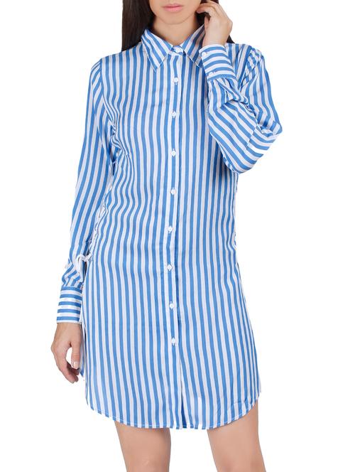 koastub blue rayon shirt dress - 14844647 - Very Small Image - 1