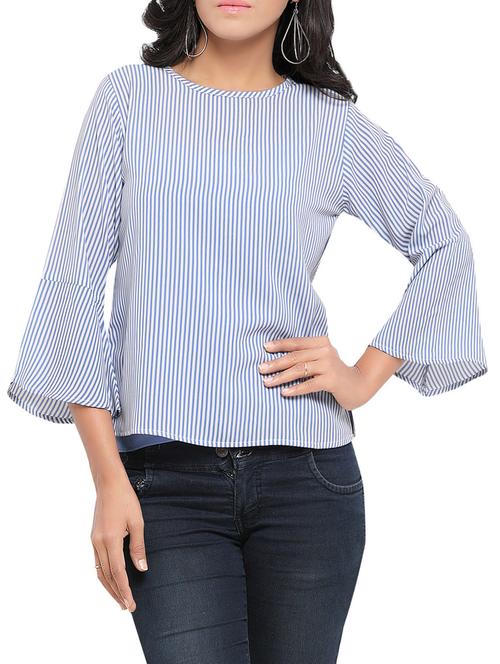 striped bell sleeved top - 14844781 - Very Small Image - 1