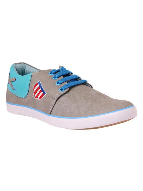 grey leatherette lace up sneaker - 14844918 - Very Small Image - 1