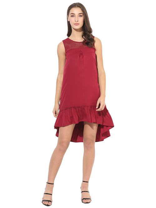 frill detail mesh panel high-low dress - 14845584 - Very Small Image - 1