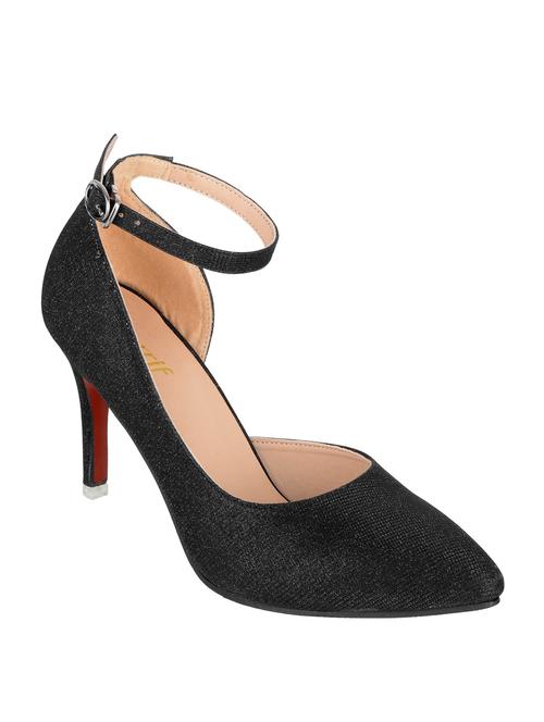 black faux leather ankle strap sandals - 14847952 - Very Small Image - 1
