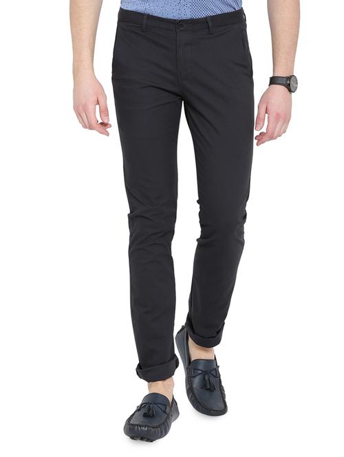 navy blue cotton chinos casual trousers - 14848014 - Very Small Image - 1
