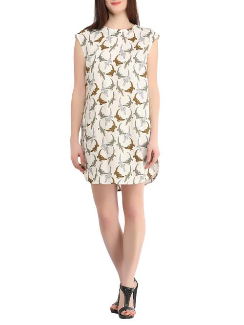 cream viscose shift dress - 14848162 - Very Small Image - 1