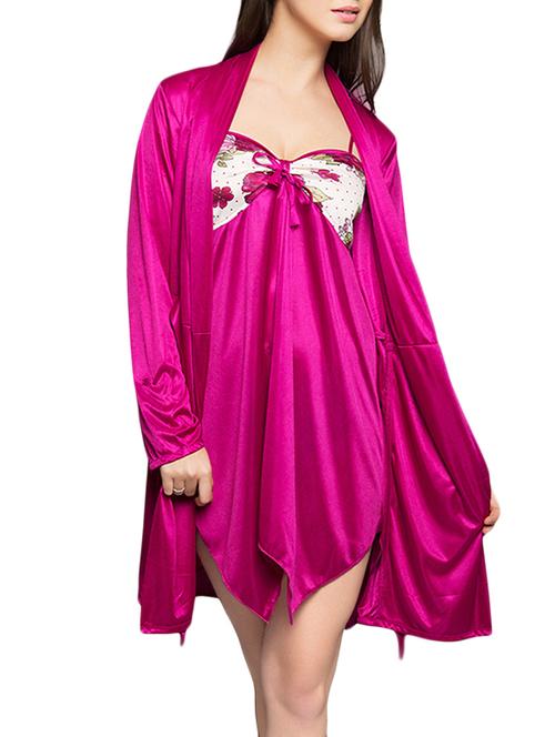 pink satin sleepwear robe - 14849592 - Very Small Image - 1