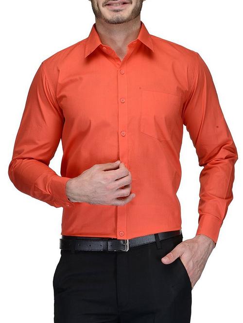 orange solid casual shirt - 14849903 - Very Small Image - 1