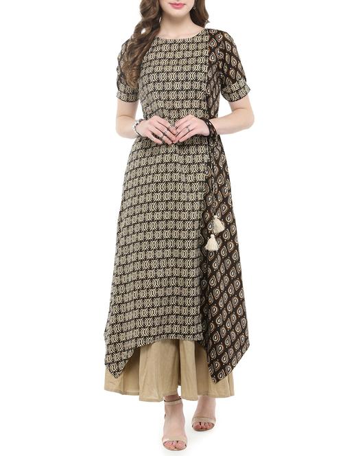 printed asymmetric kurta with palazzo set - 14852719 - Very Small Image - 1