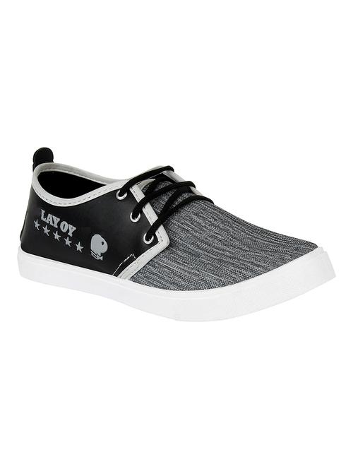 grey leatherette lace up sneaker - 14852870 - Very Small Image - 1