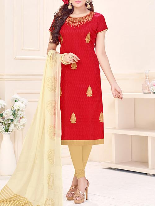 embroidered unstitched churidaar suit - 14855108 - Very Small Image - 1