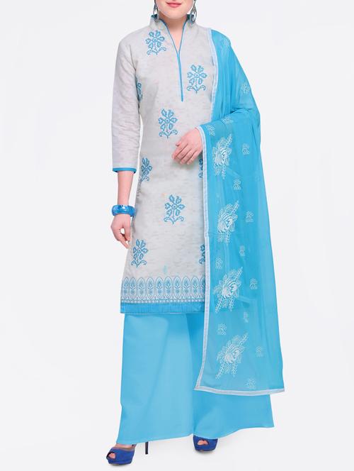 embroidered unstitched churidaar suit - 14855121 - Very Small Image - 1