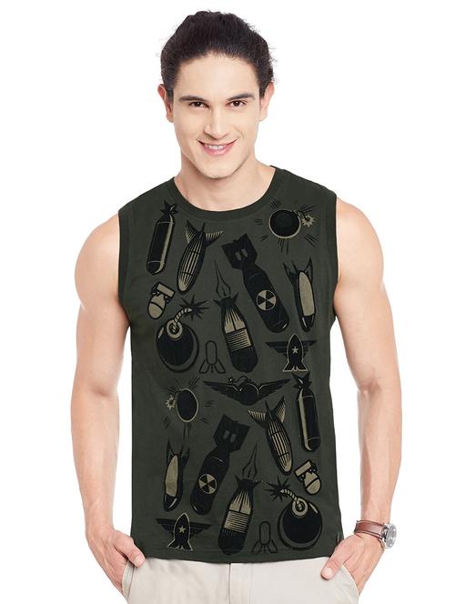olive cotton blend vest - 14857684 - Very Small Image - 1