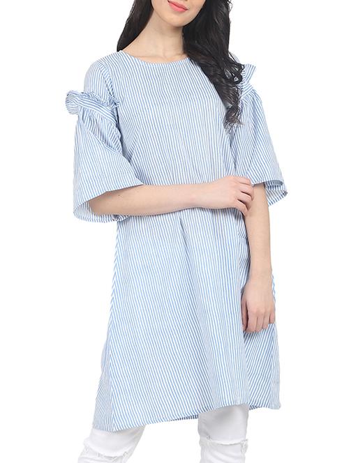 light blue striped cotton tunic - 14857926 - Very Small Image - 1