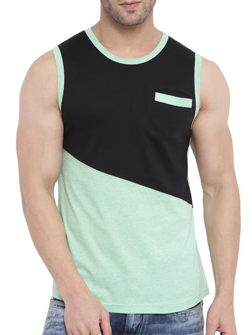 green cotton color block t-shirt - 14858996 - Very Small Image - 1