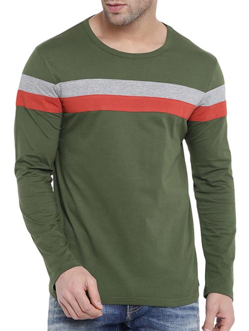 olive green cotton t-shirt - 14859012 - Very Small Image - 1