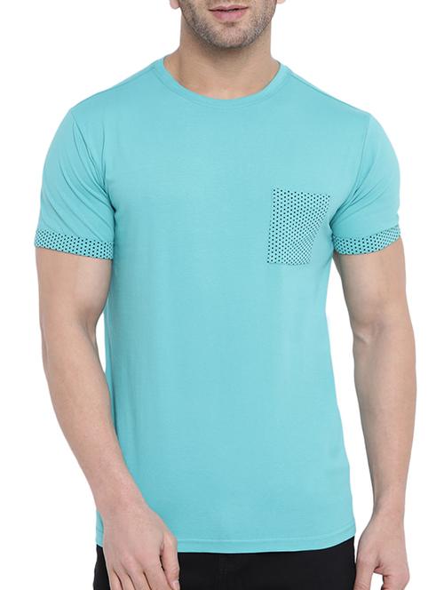 turquoise cotton pocket t-shirt - 14859042 - Very Small Image - 1