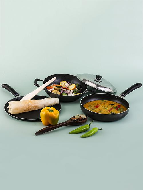 induction & gas base 3 pcs aluminum deluxe non-stick cookware kitchen set - 14860386 - Very Small Image - 1