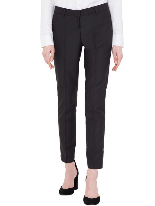 black solid flat front trouser - 14860621 - Very Small Image - 1