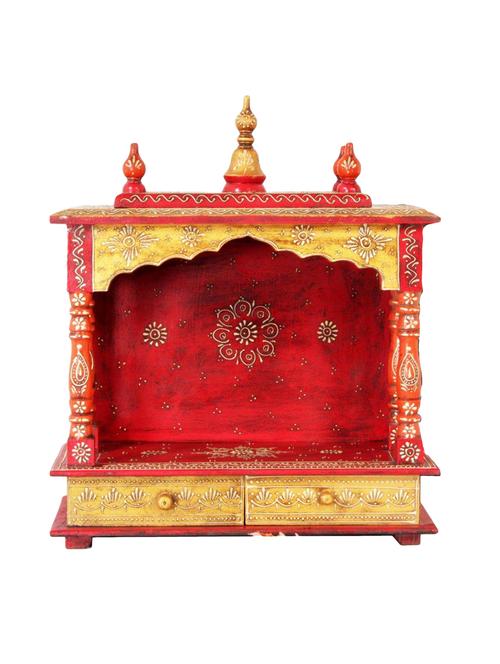 rajasthani ethnic handpainted wooden temple size 18 x 12 x 20 inch - 14861445 - Very Small Image - 1