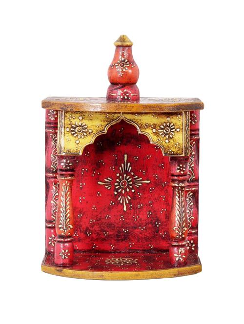 rajasthani ethnic handpainted wooden temple size 8.5 x 5 x 13 inch - 14861450 - Very Small Image - 1