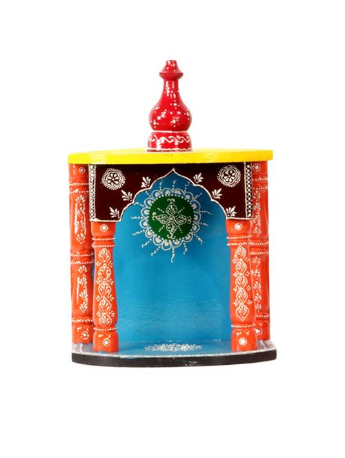 rajasthani ethnic handpainted wooden temple size 9 x 5 x 13 inch - 14861462 - Very Small Image - 1