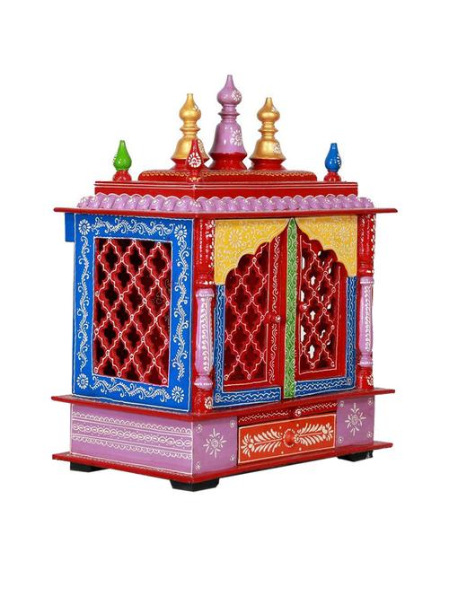 rajasthani ethnic handpainted wooden temple size 18 x 12 x 24 inch - 14861472 - Very Small Image - 1