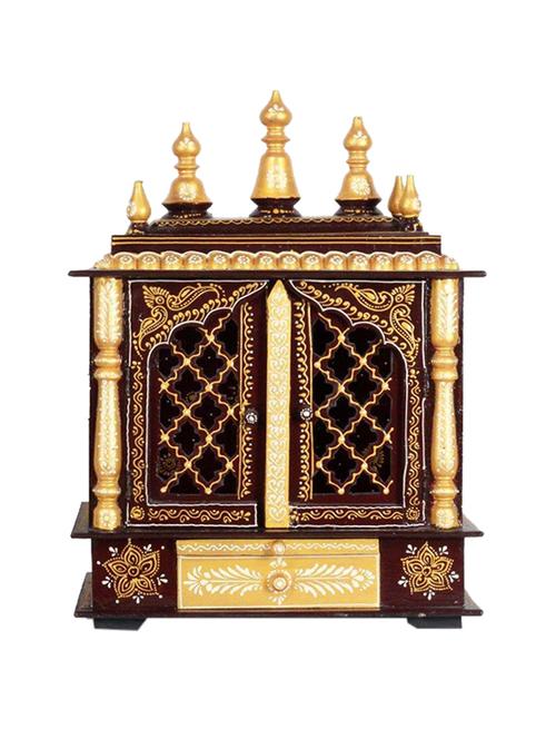 rajasthani ethnic handpainted wooden temple size 18 x 12 x 24 inch - 14861474 - Very Small Image - 1