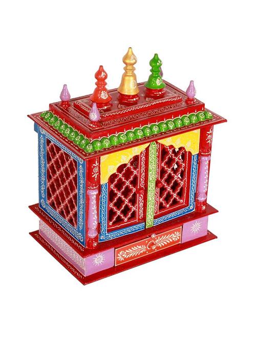 rajasthani ethnic handpainted wooden temple size 18 x 12 x 24 inch - 14861475 - Very Small Image - 1