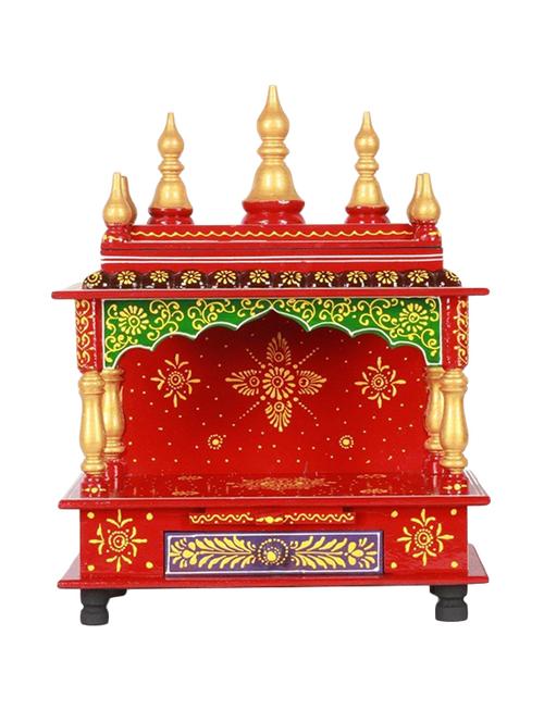 rajasthani ethnic handpainted wooden temple size 6 x 6 x 12 inch - 14861481 - Very Small Image - 1