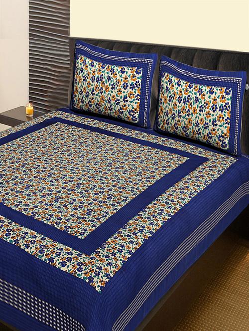 cotton traditional double bedsheet with 2 pillow covers - 14862426 - Very Small Image - 1