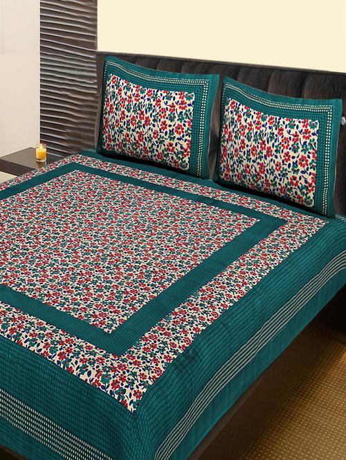 cotton traditional double bedsheet with 2 pillow covers - 14862429 - Very Small Image - 1
