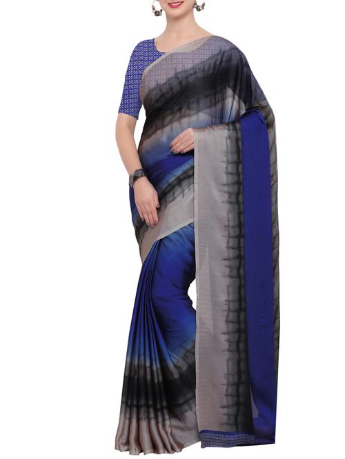 contrast bordered saree with blouse - 14864444 - Very Small Image - 1