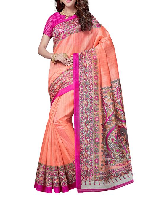 peach art silk bhagalpuri saree with blouse - 14864802 - Very Small Image - 1