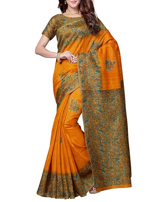 orange art silk bhagalpuri saree with blouse - 14864804 - Very Small Image - 1