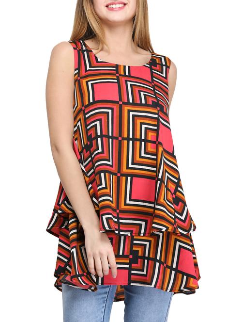 multi colored crepe a-line kurti - 14865079 - Very Small Image - 1